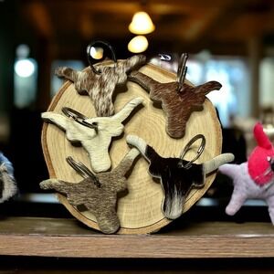 Real Cowhide Longhorn Keychains